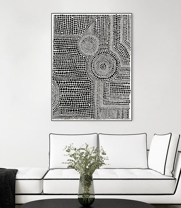 Œuvre d'art murale sur toile encadrée noire « Clustered Dots A » 30 x 40