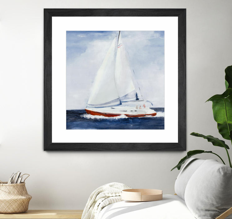 Œuvre d’art murale encadrée noire et mate « Chasing The Sun » 30 x 30