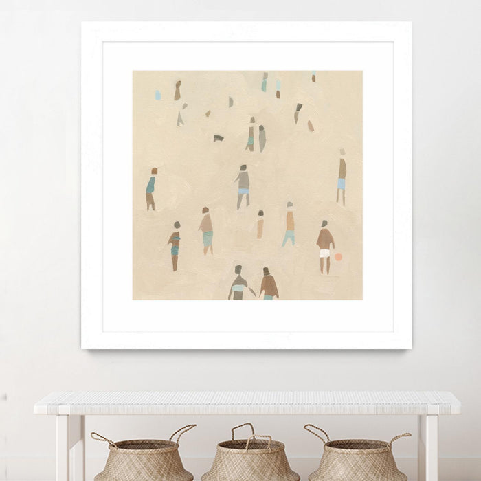 Œuvre d’art murale encadrée blanche et mate « Beach Goer Iv » 30 x 30