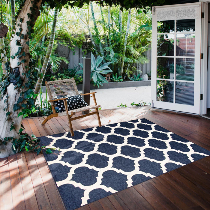 Carpette Sophie ivoirebleu marine - 5 pi 3 po x 7 pi 7 po