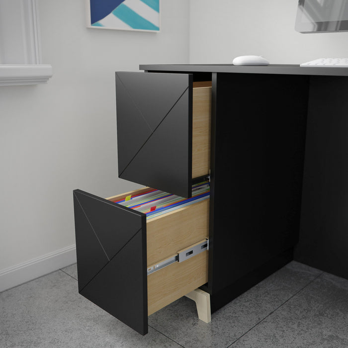 Bureau Atypik Nordika à 2 tiroirs - noir