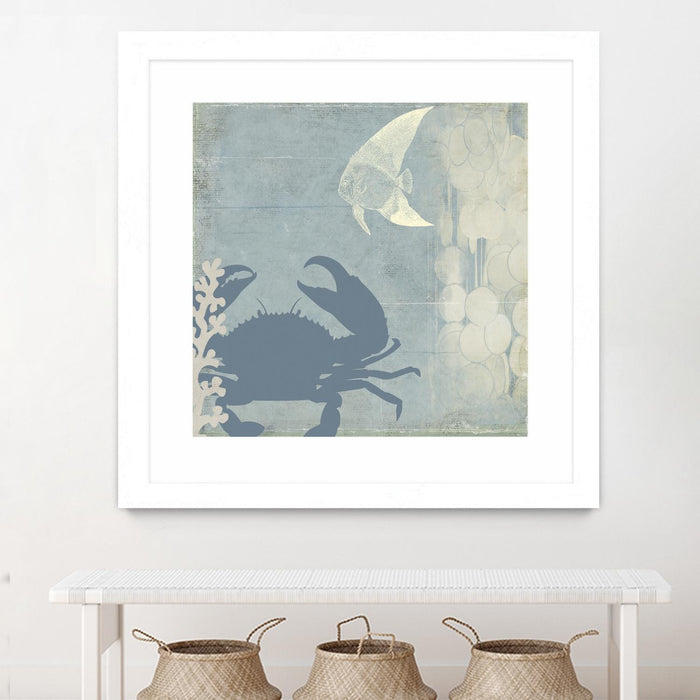 Œuvre d’art murale encadrée blanche et mate « Ocean Life Ii » 36 x 36
