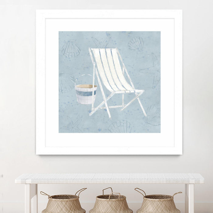 Œuvre d’art murale encadrée blanche et mate « Serene Seaside Iii » 30 x 30