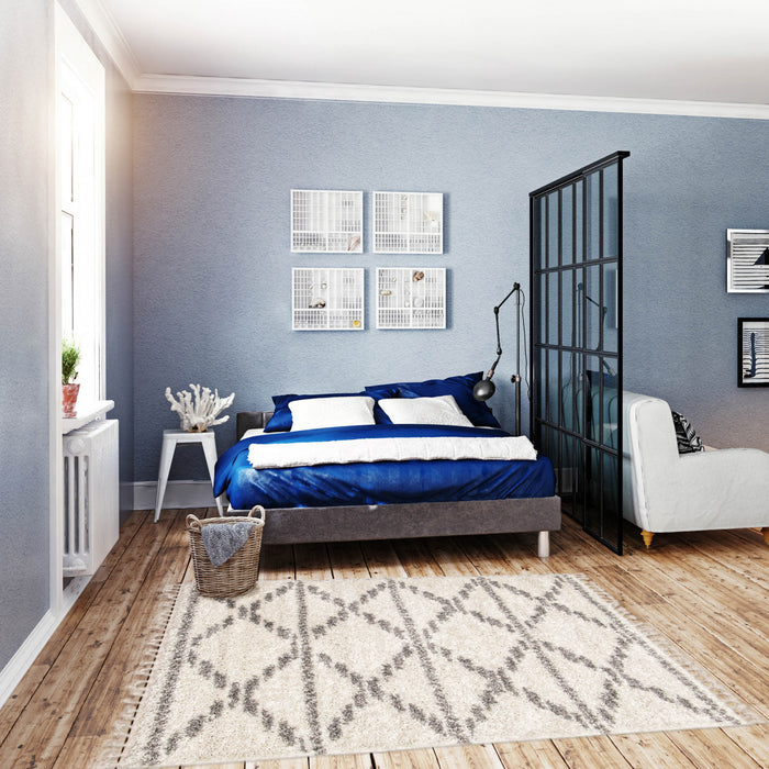 Carpette à poil long Helma Liv crème 6 pi 7 po x 9 pi 6 po