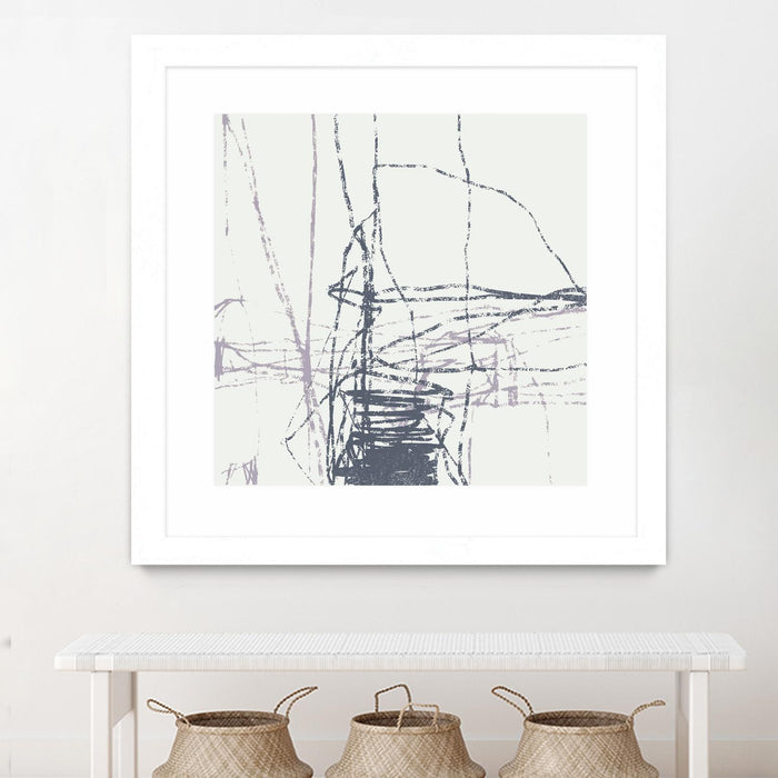 Œuvre d’art murale encadrée blanche et mate « Chalk Doodles G » 30 x 30