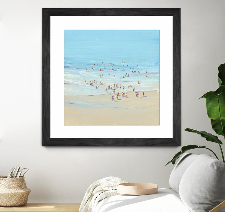 Œuvre d’art murale encadrée noire et mate « Beach Day I » 30 x 30