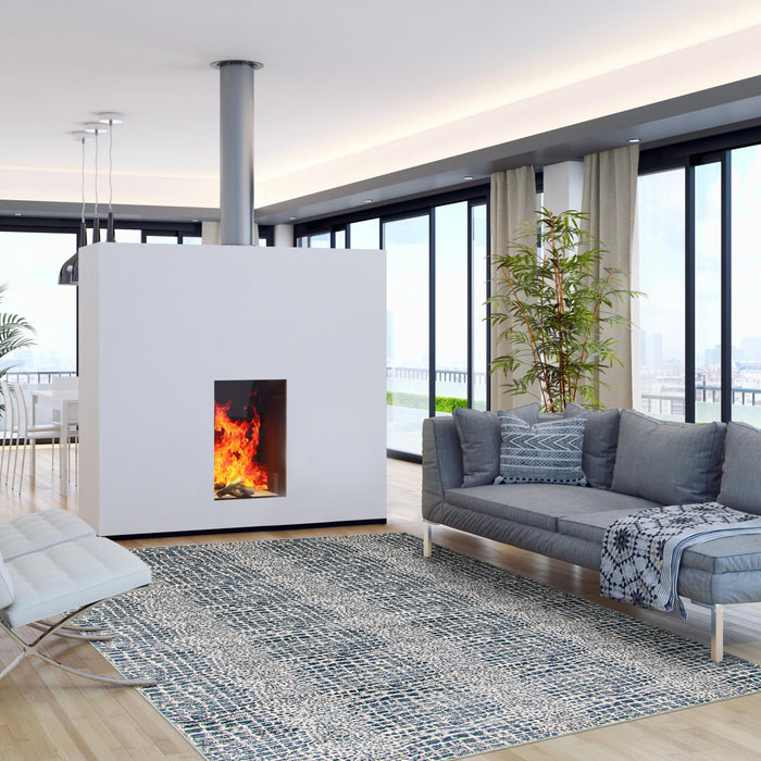 Carpette Kecia bleu marine/crème 3 pi 11 po x 5 pi 11 po