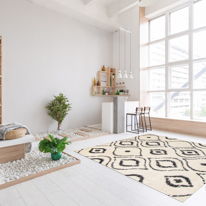 Carpette à poil long Gael ivoire 3 pi 11 po x 6 pi 0 po