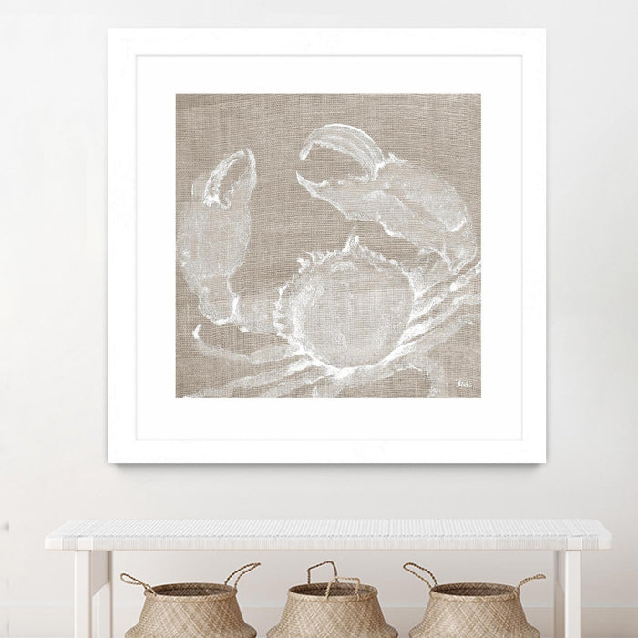 Œuvre d’art murale encadrée blanche et mate « Neutral Surf Side I » 30 x 30