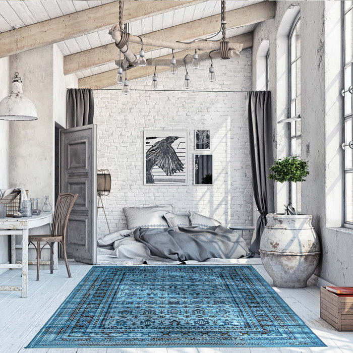 Carpette Awena bleue 5 pi 3 po x 7 pi 7 po