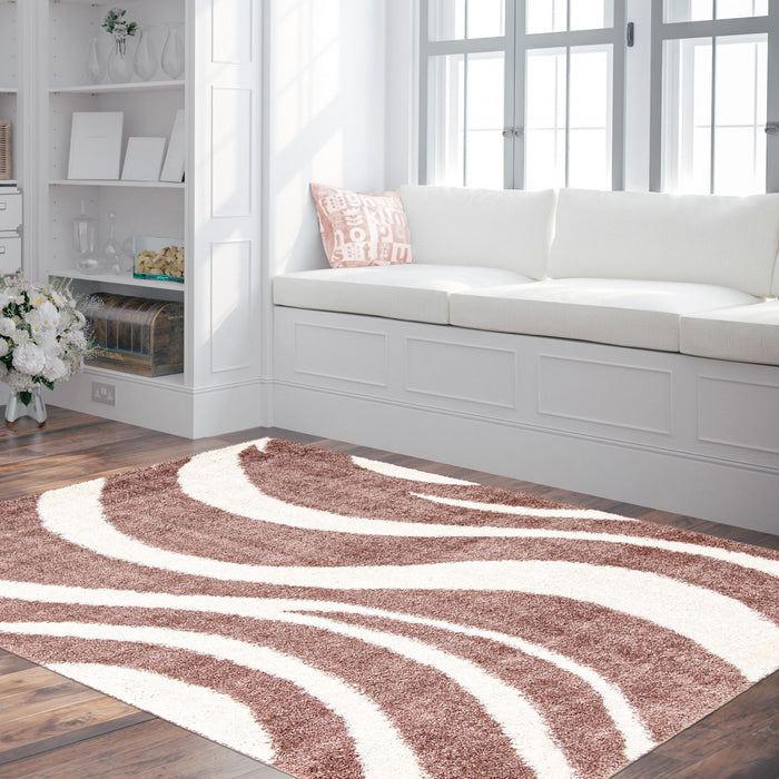 Carpette à poil long Luci rose 7 pi 10 po x 10 pi 0 po