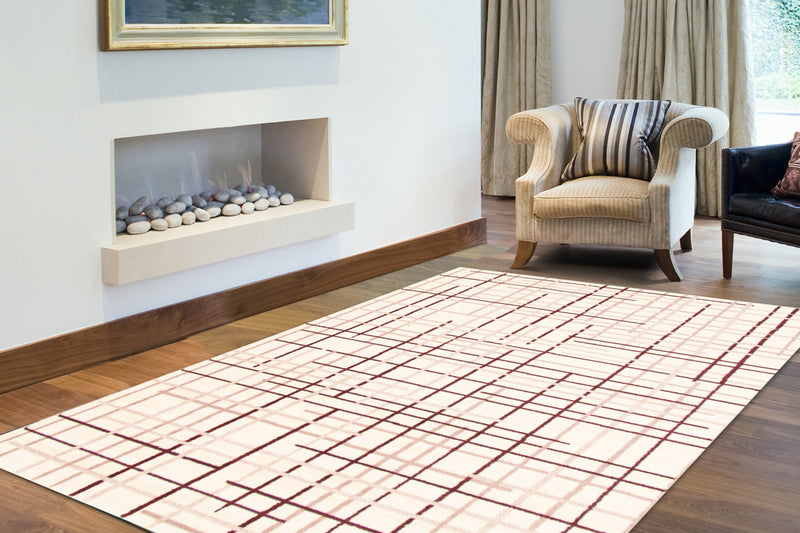 Carpette Taite crème-Bordeaux - 7 pi 10 pox 10 pi 2 po