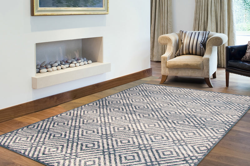 Carpette Electra couleur pétrole-argent - 5 pi 3 pox 7 pi 3 po