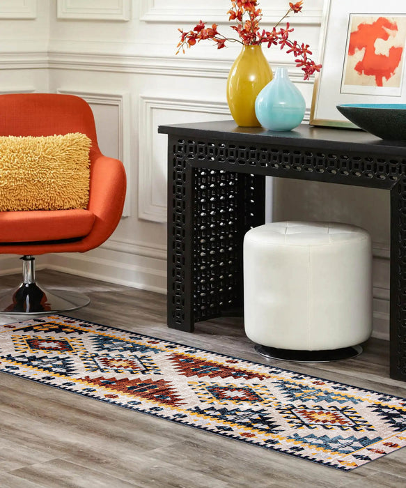 Carpette Mosaic taupe et cuivre lavable à la machine - 2 pi 6 po x 8 pi 0 po