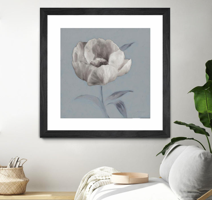 Œuvre d’art murale encadrée noire et mate « Floral Symposium I » 36 x 36