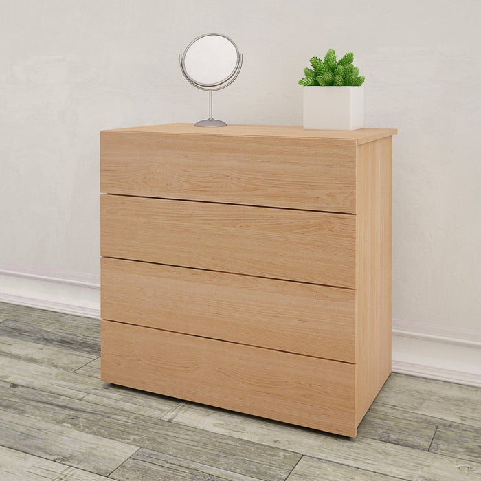 Commode verticale Nordika à 4 tiroirs - érable naturel