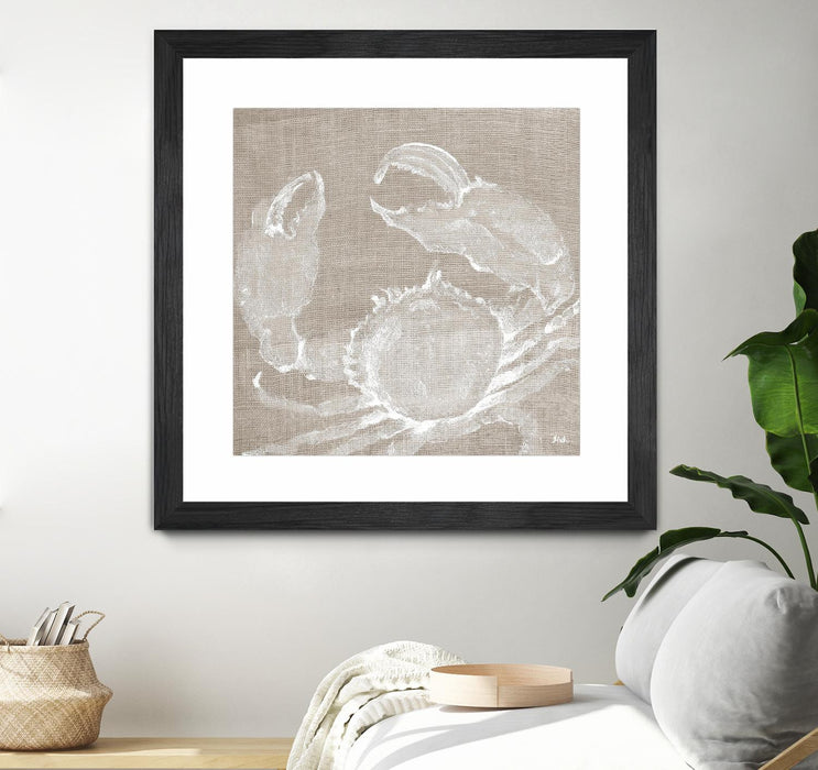 Œuvre d’art murale encadrée noire et mate « Neutral Surf Side I » 30 x 30