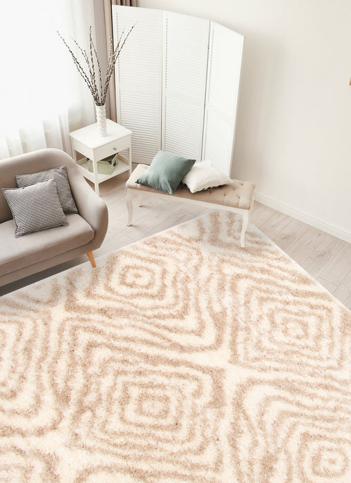 Carpette Agalia Abstract ivoire-beige - 5 pi 3 pox 7 pi 3 po