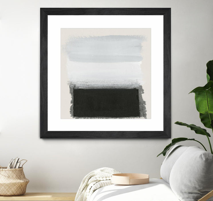 Œuvre d’art murale encadrée noire et mate « Star Night Interlude » 36 x 36