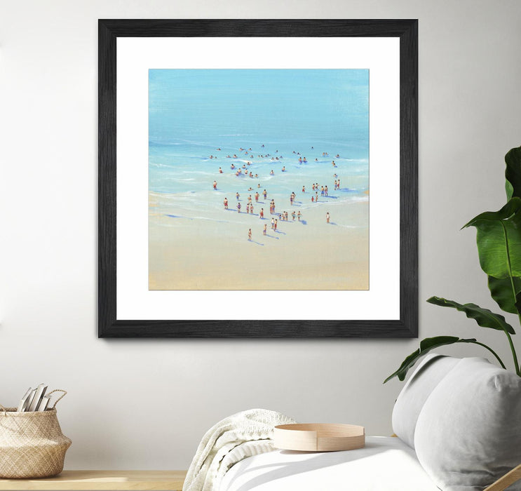 Œuvre d’art murale encadrée noire et mate « Beach Day Ii » 30 x 30
