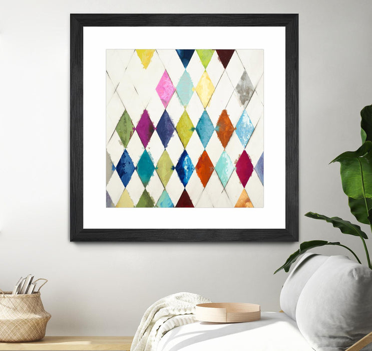 Œuvre d’art murale encadrée noire et mate « Diamonds » 30 x 30
