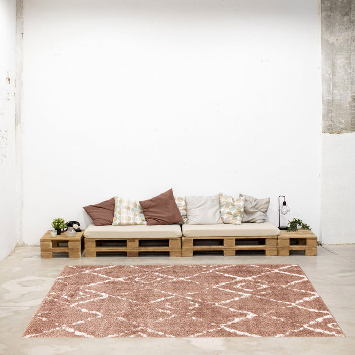 Carpette à poil long Serafina rose 3 pi 11 po x 6 pi 0 po