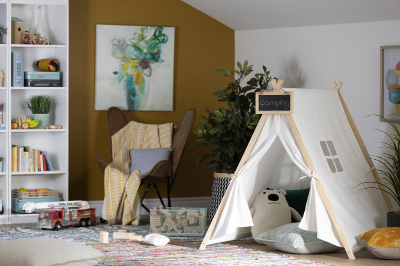 Sweedi Tente de jeu avec tableau - Blanc et Naturel