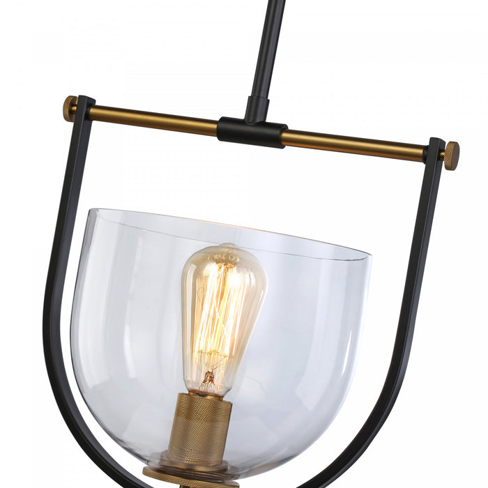 Luminaire suspendu Cheshire noir et laiton à 1 ampoule