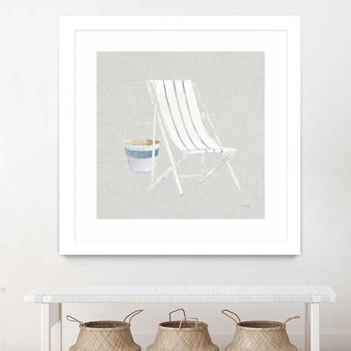 Œuvre d’art murale encadrée blanche et mate « Serene Seaside Iii Tan » 36 x 36