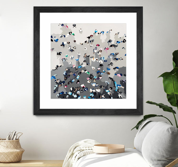 Œuvre d’art murale encadrée noire et mate « Crowd Sourcing » 36 x 36