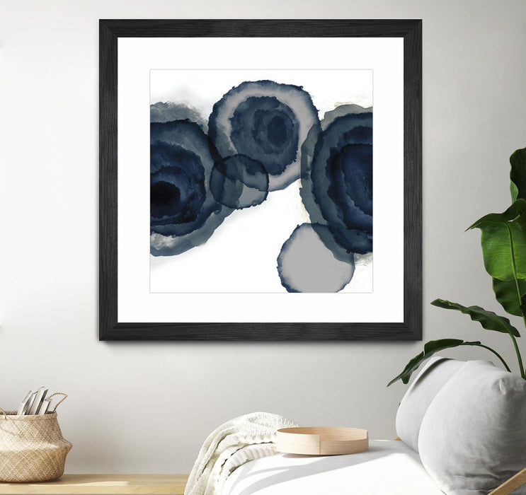 Œuvre d’art murale encadrée noire et mate « Blotted Ink Ii » 30 x 30