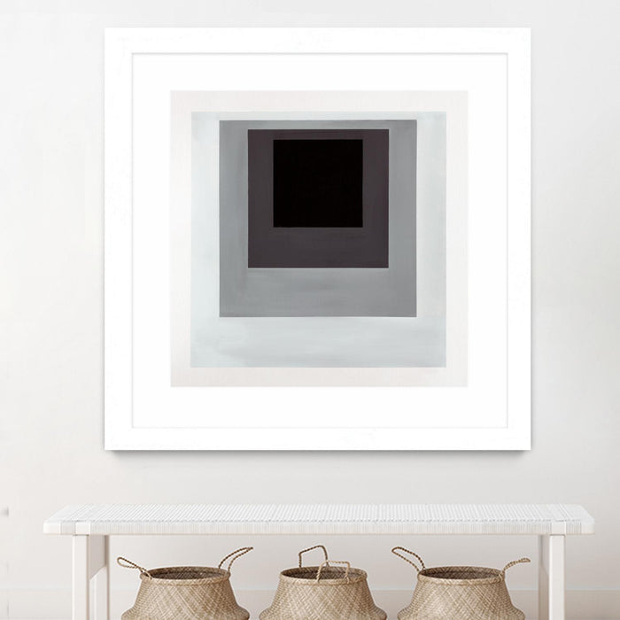 Œuvre d’art murale encadrée blanche et mate « Inside Box Thinker » 30 x 30