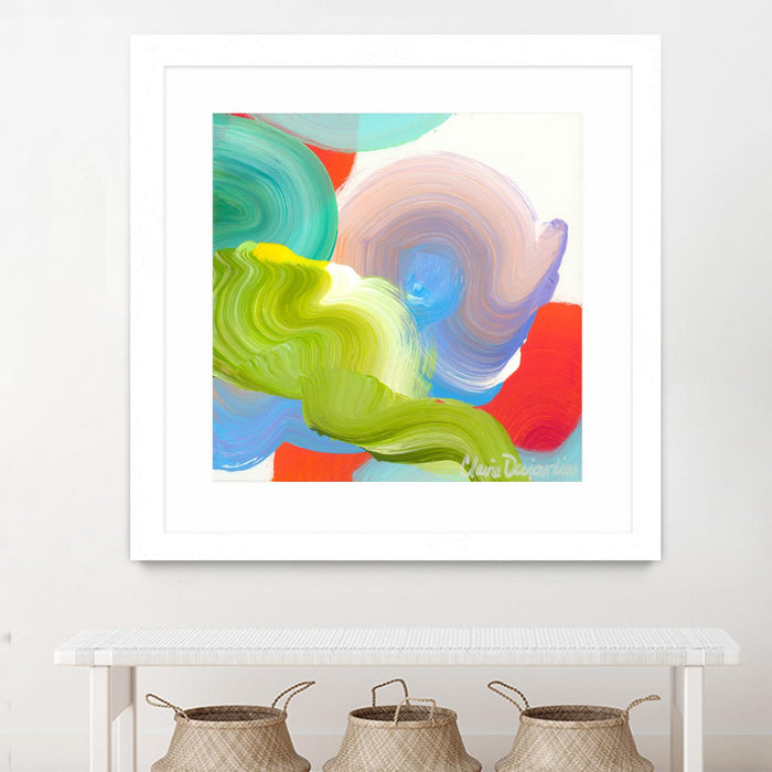 Œuvre d’art murale encadrée blanche et mate « Vav 05 » 30 x 30