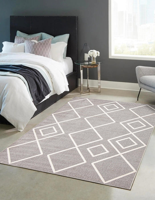Carpette Kenza grise lavable à la machine - 3 pi 0 po x 5 pi 0 po