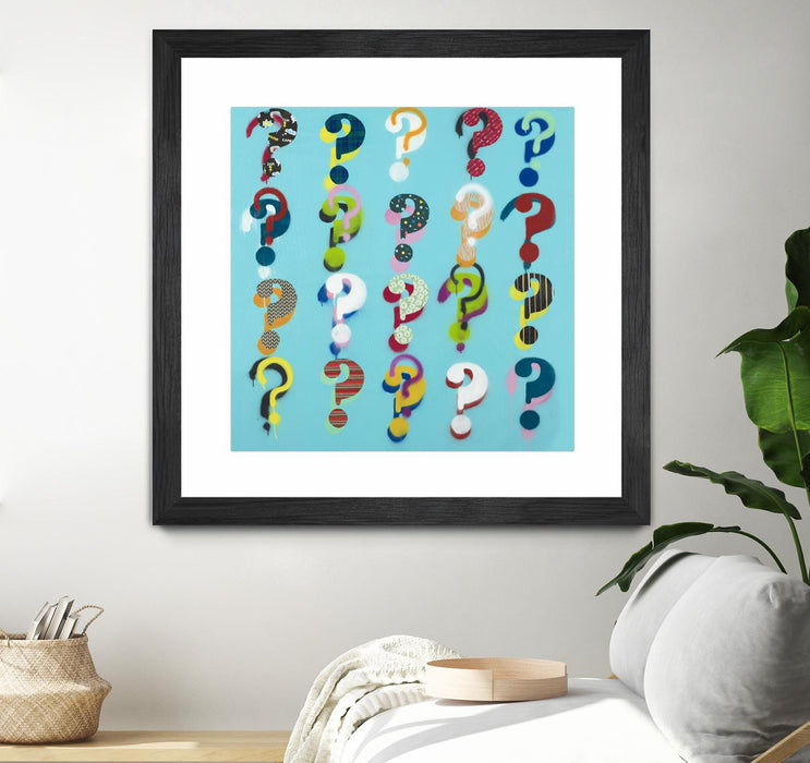 Œuvre d’art murale encadrée noire et mate « Pop The Question » 30 x 30