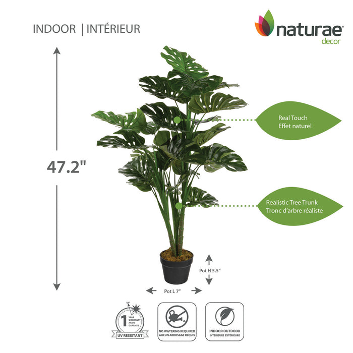 Monstera artificiel de 47 po en pot noir