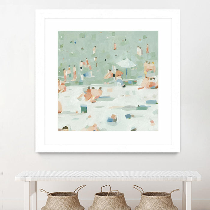 Œuvre d’art murale encadrée blanche et mate « Summer Confetti I » 30 x 30