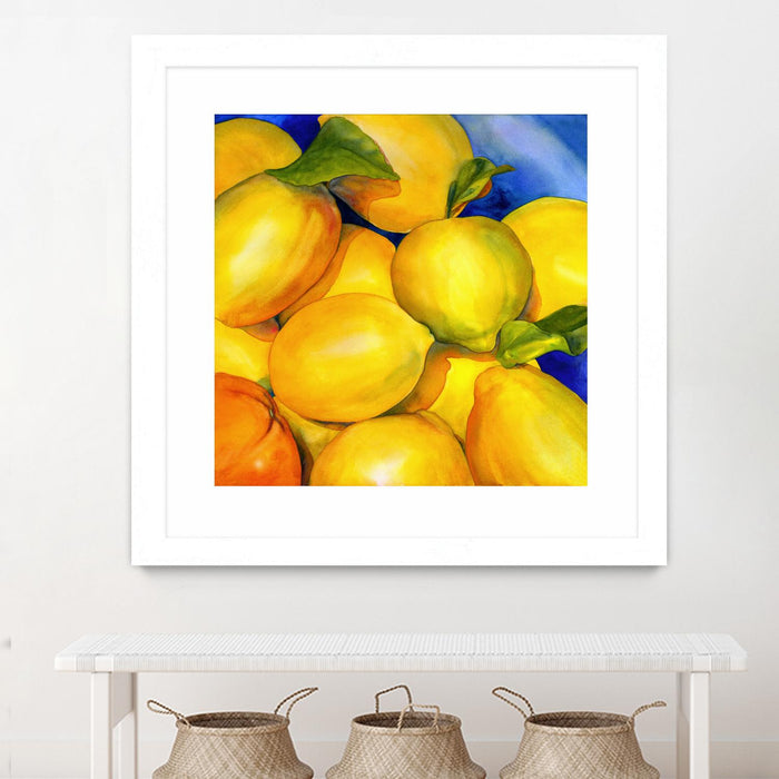 Œuvre d’art murale encadrée blanche et mate « Zest For Life » 36 x 36