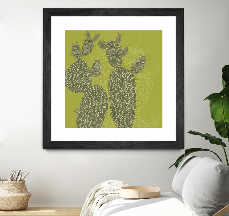 Œuvre d’art murale encadrée noire et mate « Opuntia I » 36 x 36