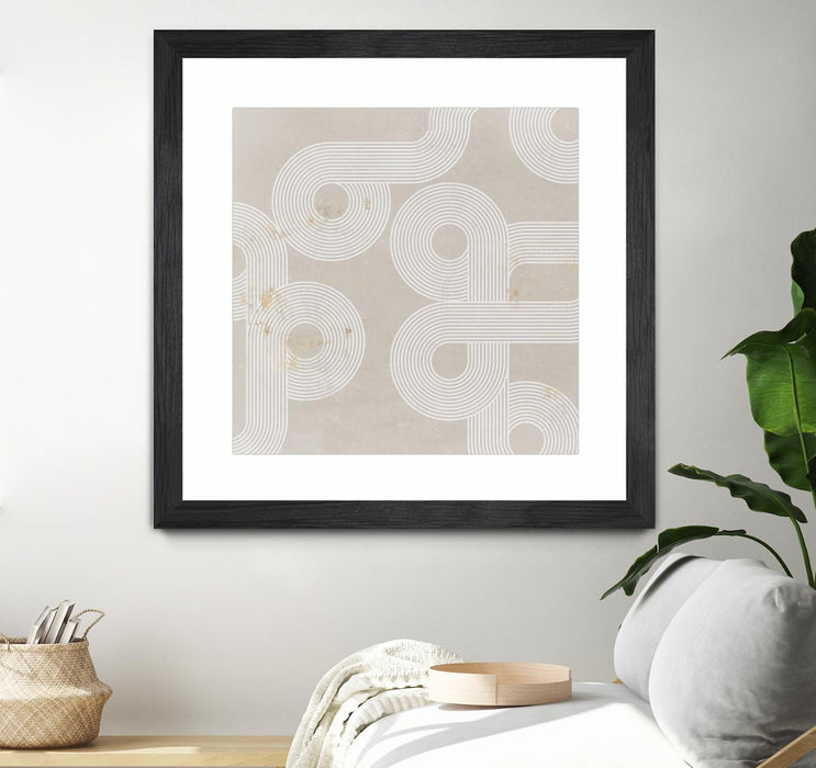 Œuvre d’art murale encadrée noire et mate « Fluxus I » 36 x 36