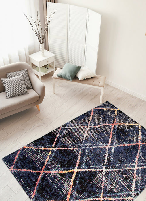 Carpette Makondo Abstract bleu marin - 5 pi 3 pox 7 pi 3 po
