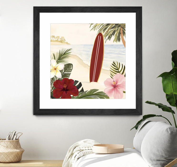 Œuvre d’art murale encadrée noire et mate « Aloha Ii » 30 x 30