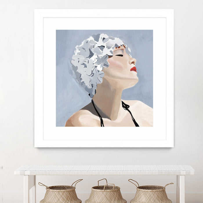 Œuvre d’art murale encadrée blanche et mate « Getting My Tan On » 36 x 36