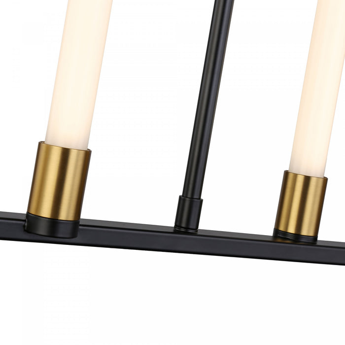 Luminaire pour îlot Infiniti noir et laiton mat à 6 ampoules à DEL intégrées
