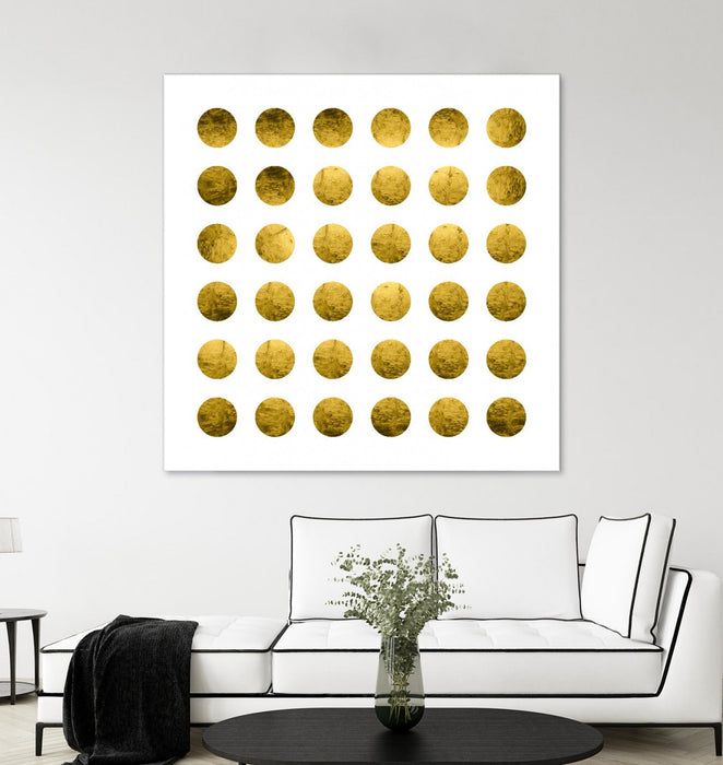 Œuvre d’art murale Giant Art « Golden Spots White » 72 x 72