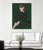 "Woman In Green" Canvas Framed Black 18x24 Wall Art