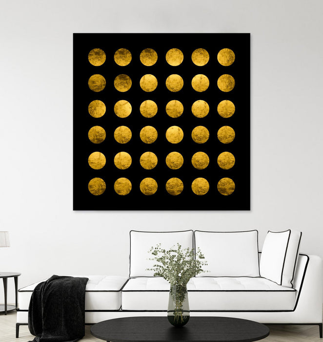 Œuvre d’art murale Giant Art « Golden Spots Black » 54 x 54