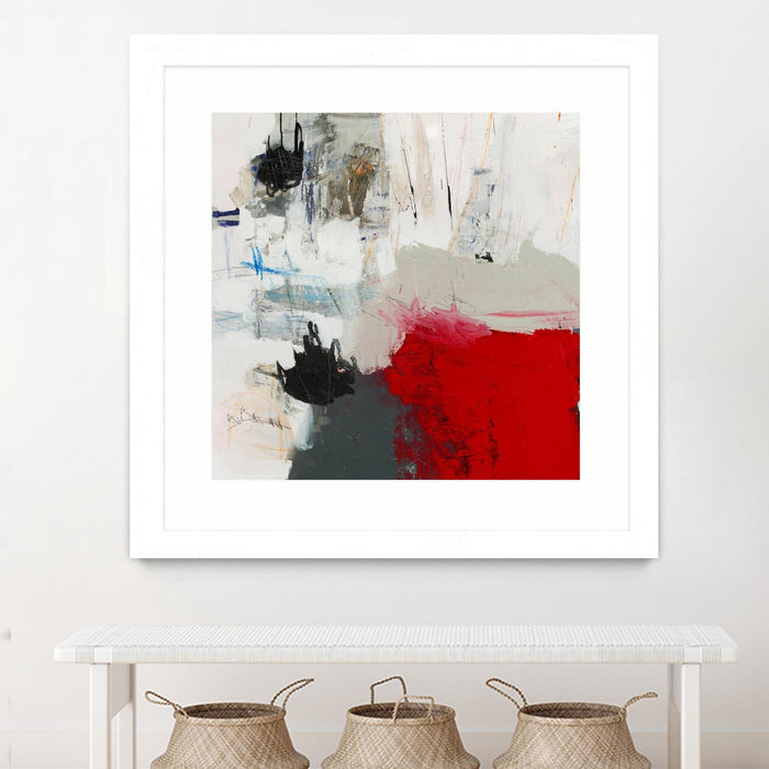Œuvre d’art murale encadrée blanche et mate « The Mountain Comes To You » 36 x 36