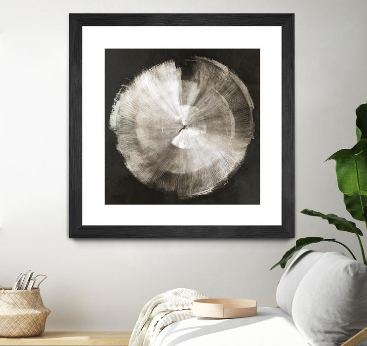 Œuvre d’art murale encadrée noire et mate « Touch Of Silver » 36 x 36