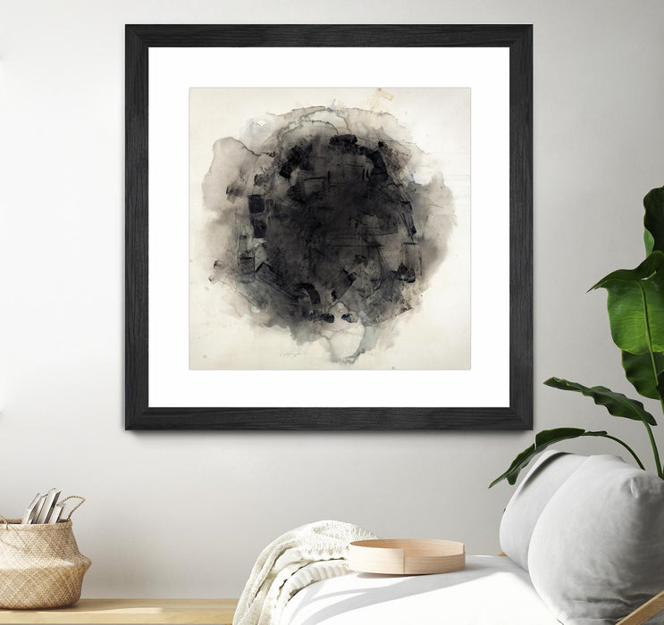Œuvre d’art murale encadrée noire et mate « Positives And Negatives I » 36 x 36